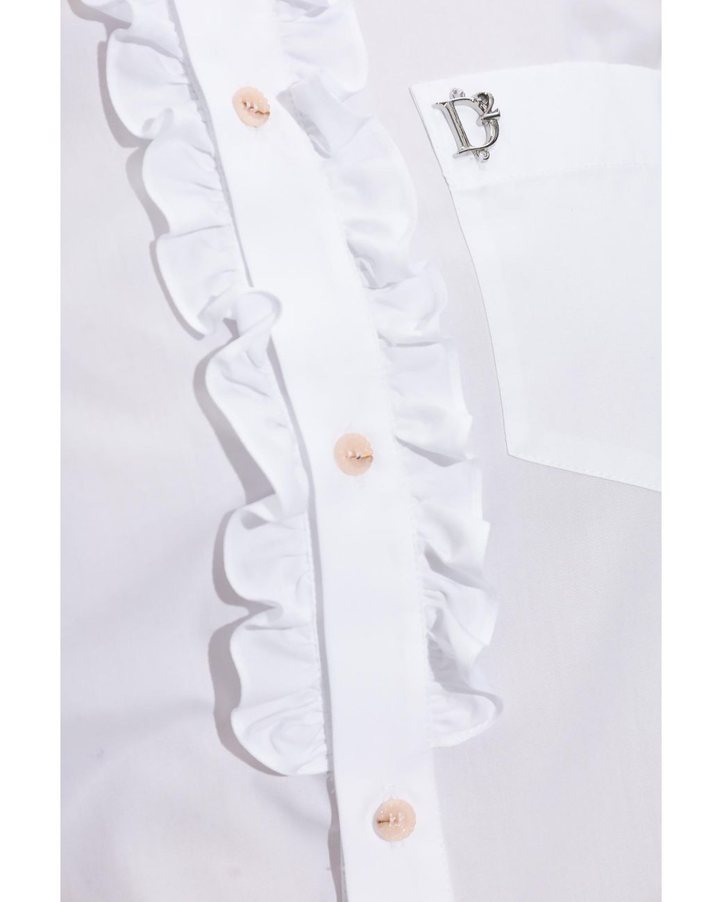 DSquared² White Logo Plaque Cropped Shirt