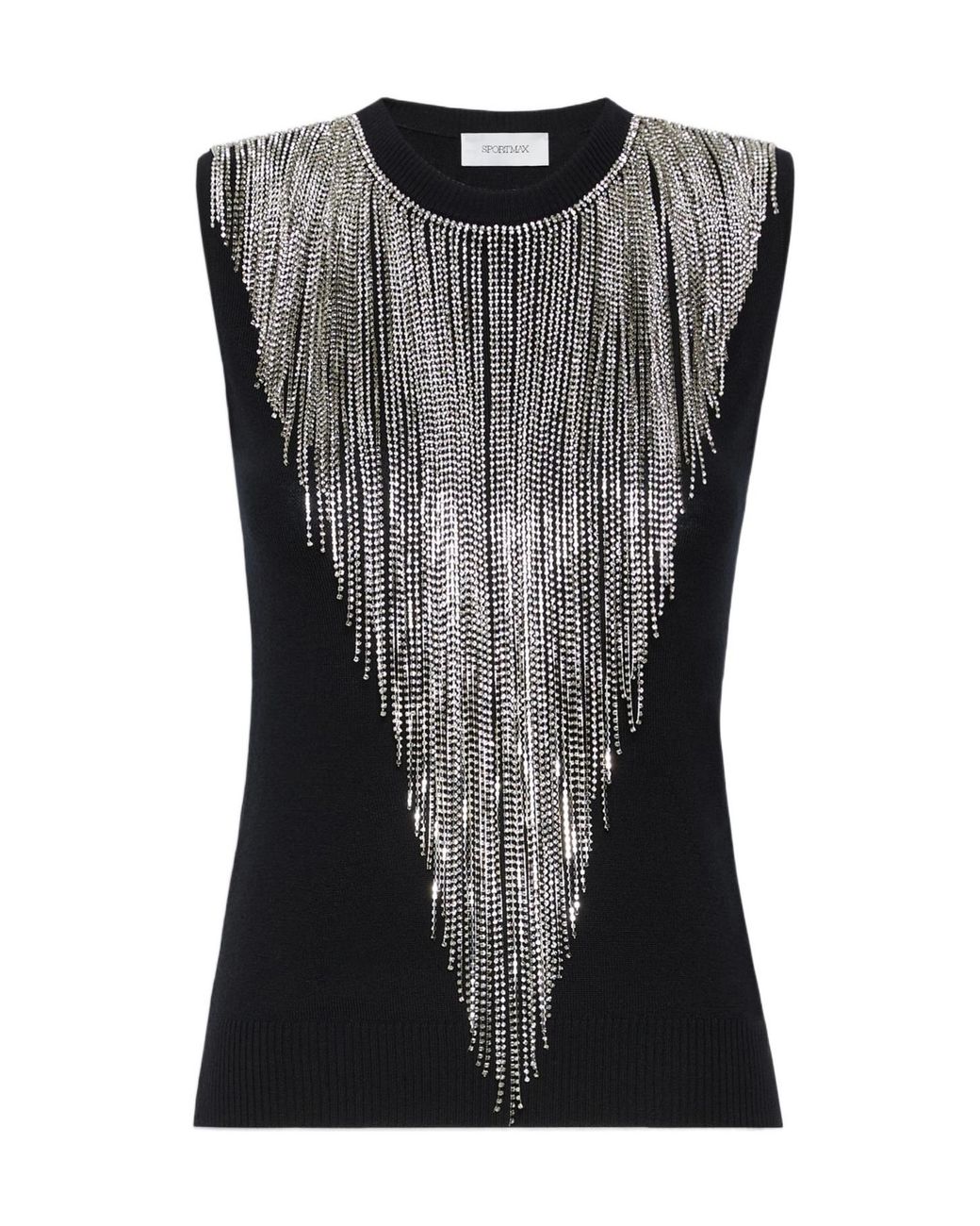 Sportmax Black Spxcrine Embellished Knitted Top
