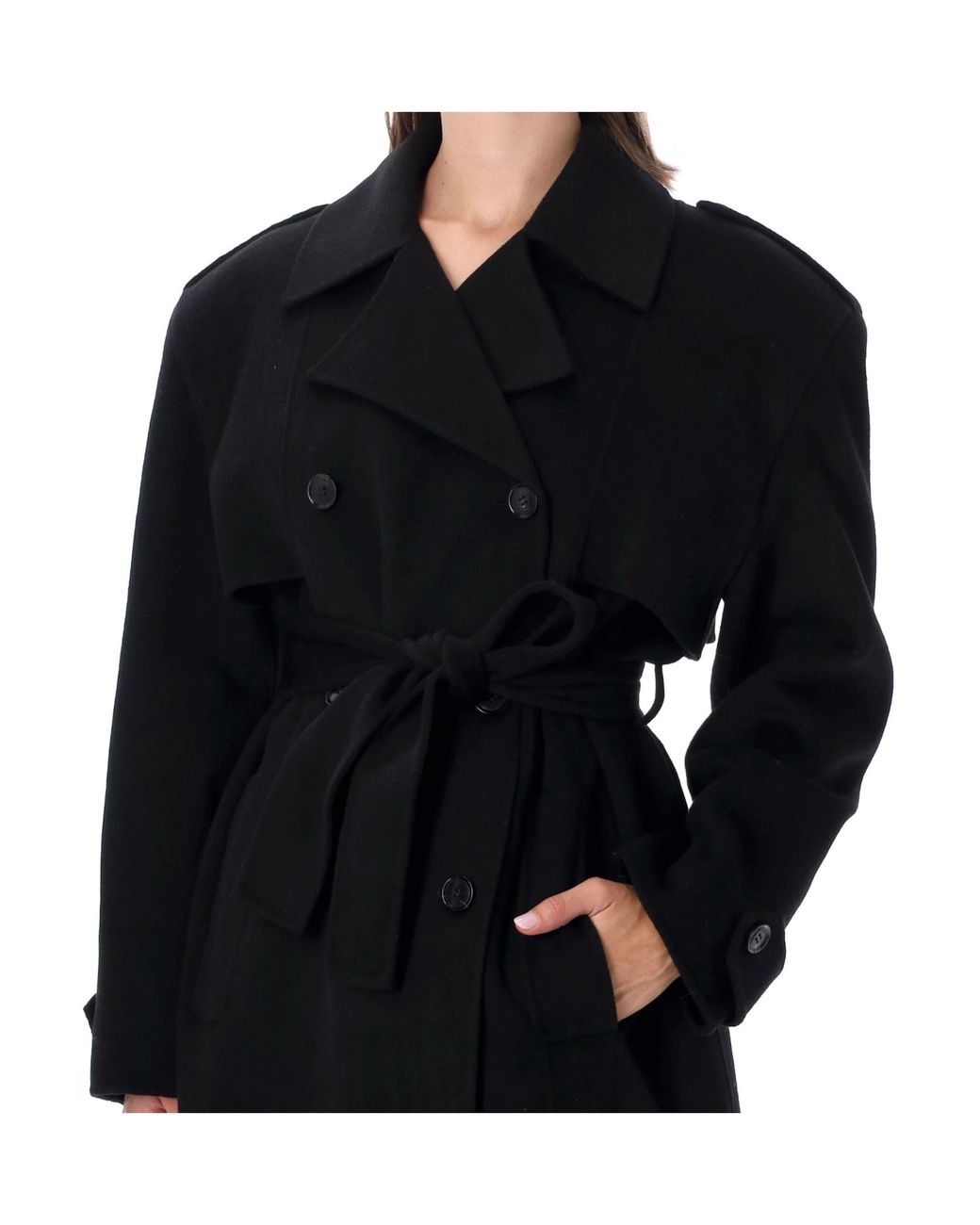 Frankie Shop Black Nikola Padded Trench Coat