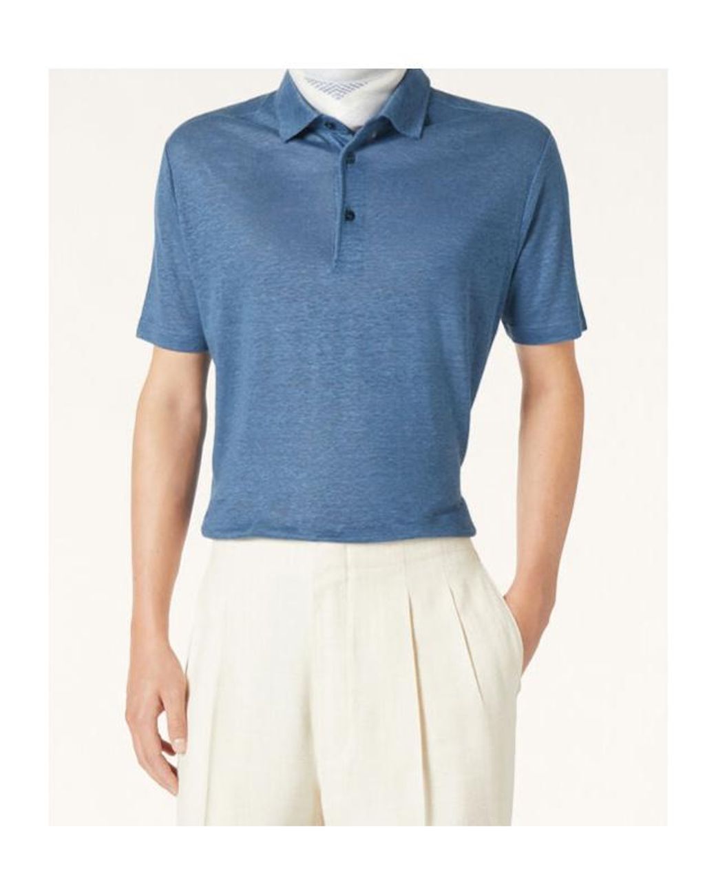 Loro Piana Blue Short-Sleeved Polo Shirt for men