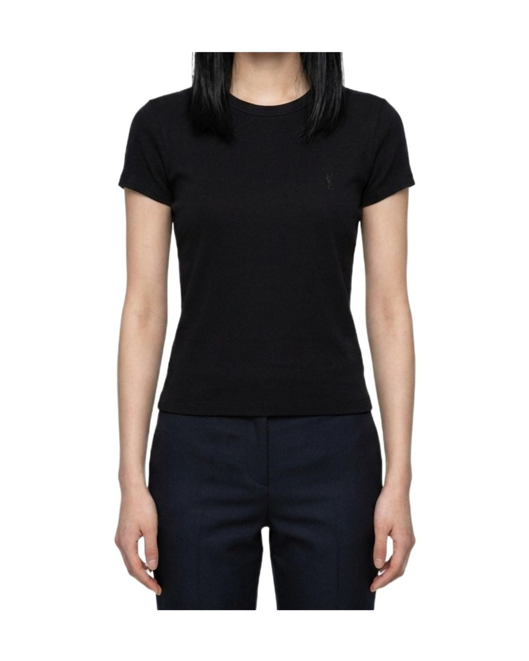 Saint Laurent Black Crewneck Short-Sleeved T-Shirt