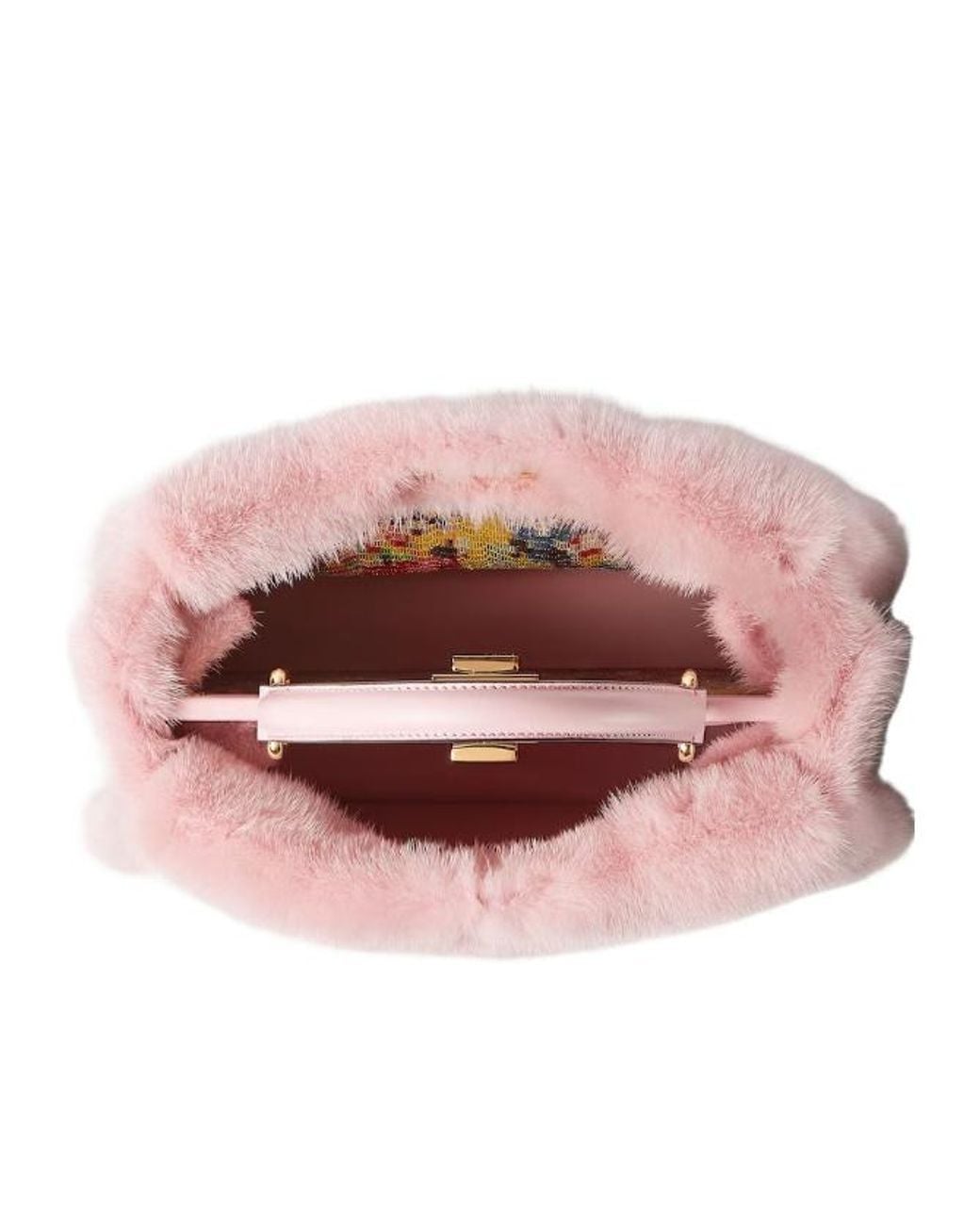 Fendi Pink Mink Bag With Abstract Flower Embroidery