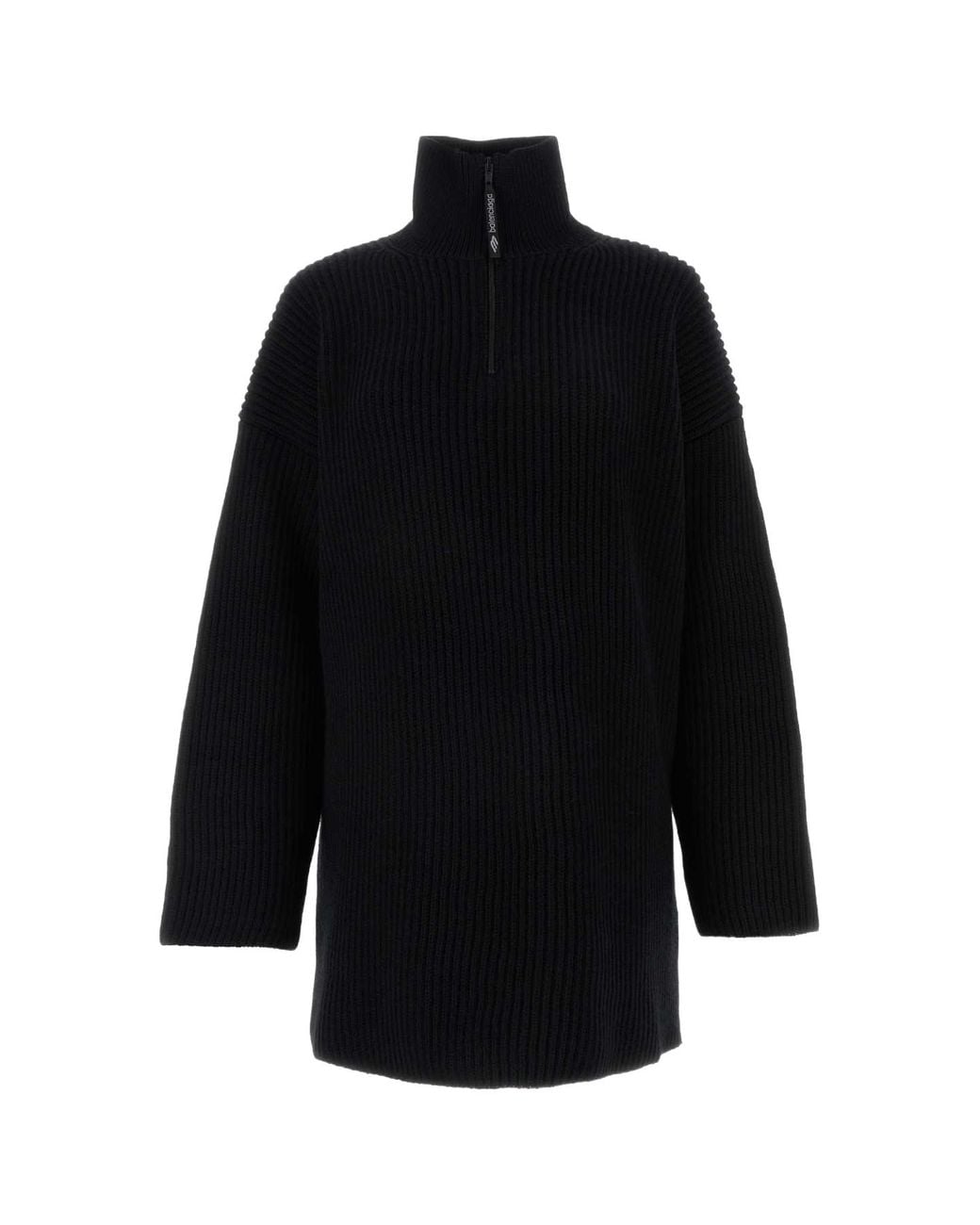 Balenciaga Black Half-Zip High Neck Poncho for men