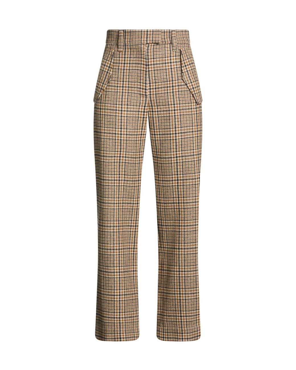 Brunello Cucinelli Natural Plaid Straight-Leg Pants