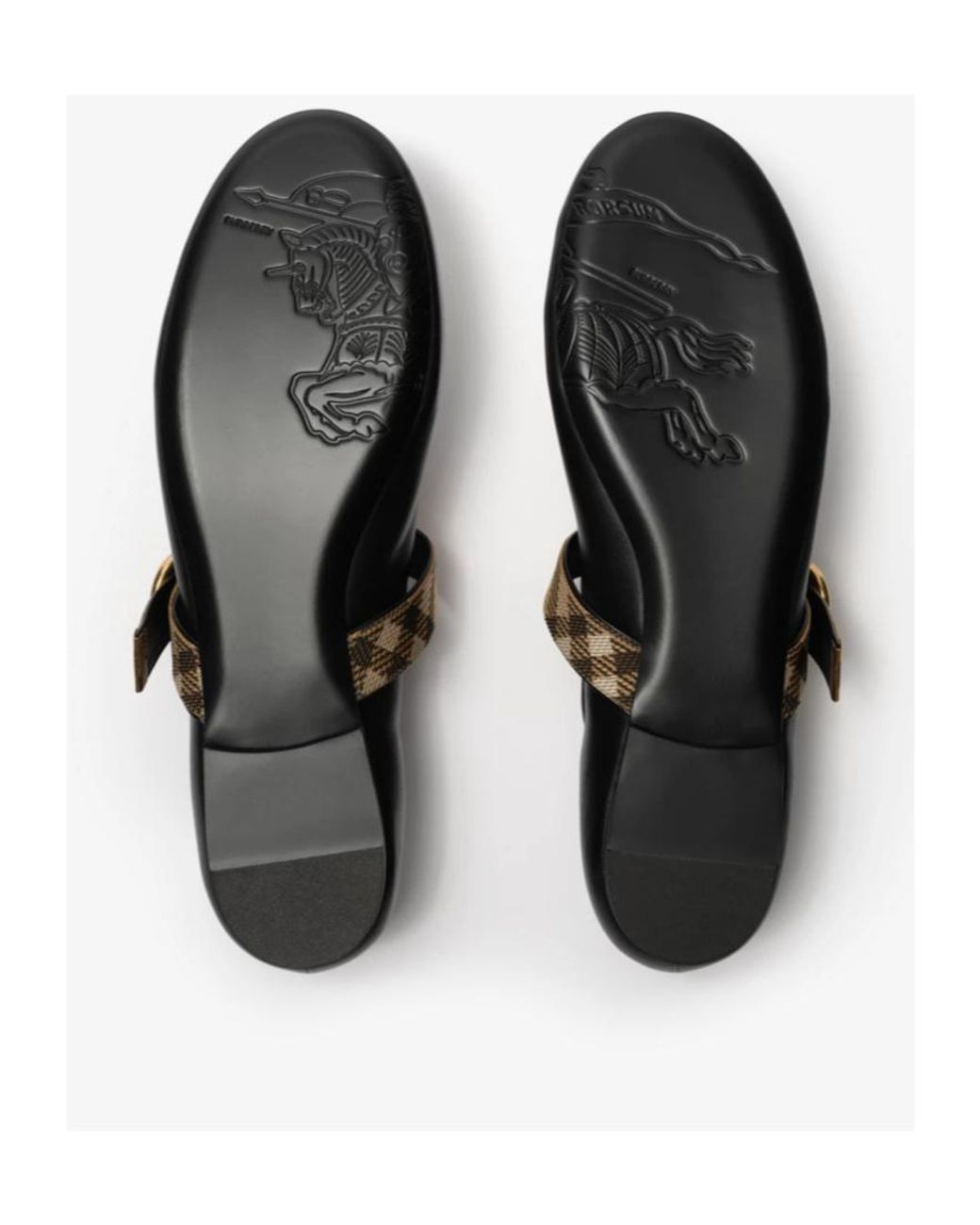 Burberry Black Checked Strap Robin Ballerinas