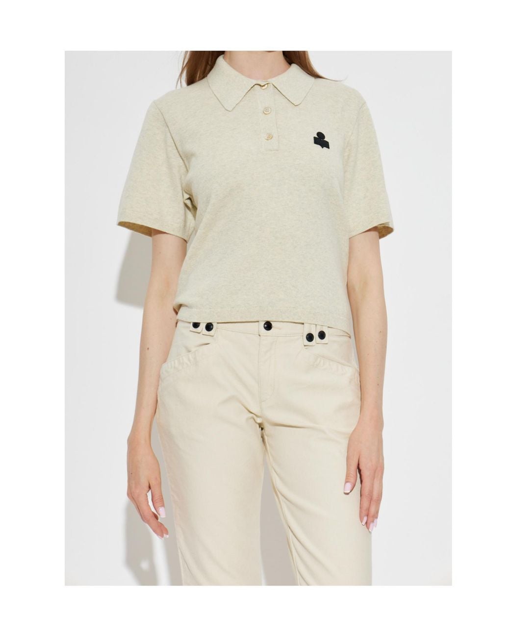 Isabel Marant White Isabel Marant Étoile Althea Polo Knitted Top