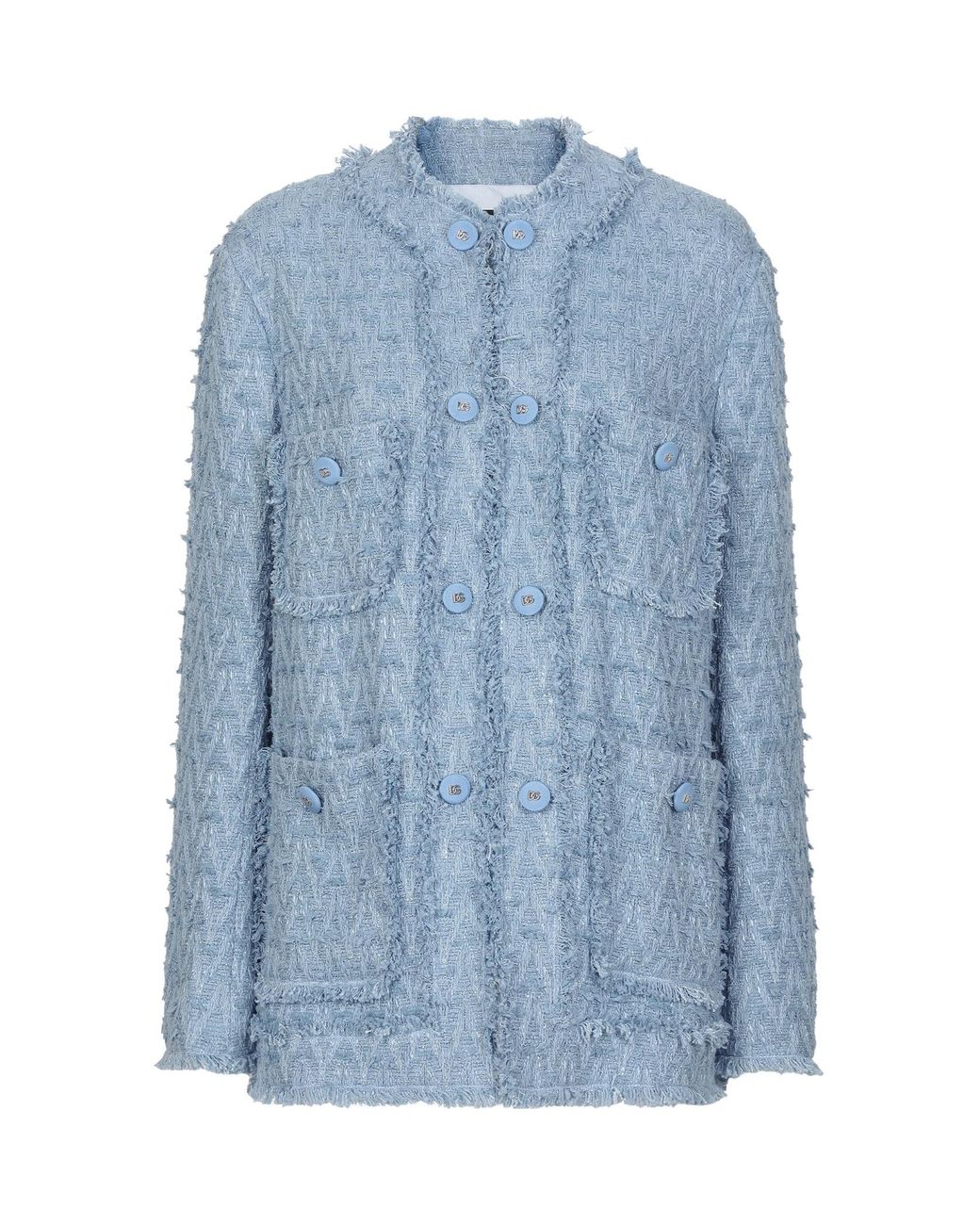 Dolce & Gabbana Blue 4 Pockets Tweed Jacket