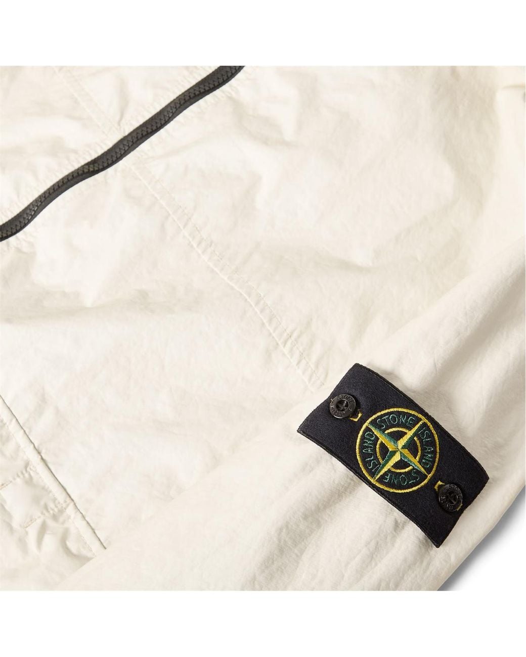 Stone Island White Logo-Stamped Casual Jacket for men