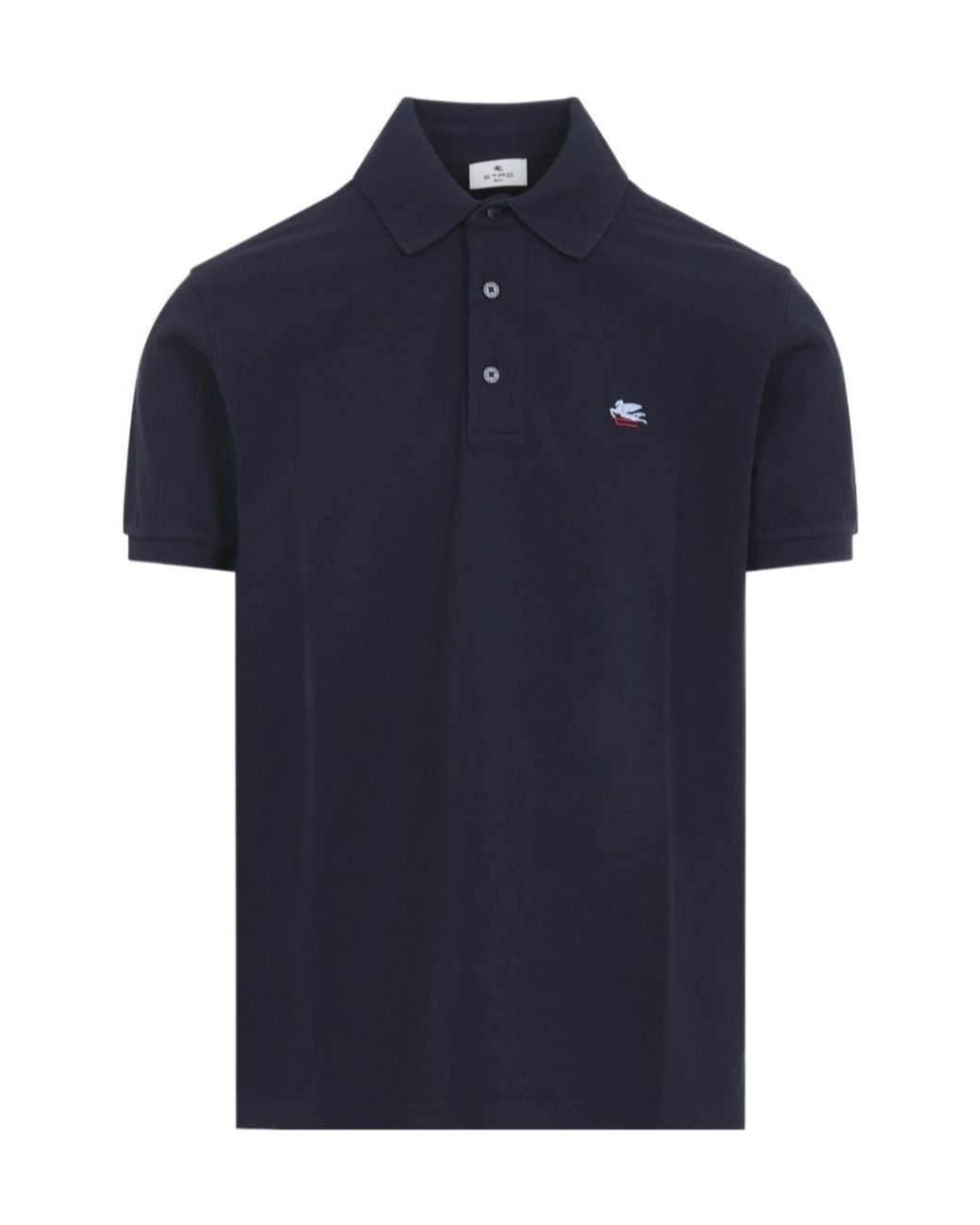 Etro Blue Logo-Embroidered Short-Sleeved Polo Shirt for men