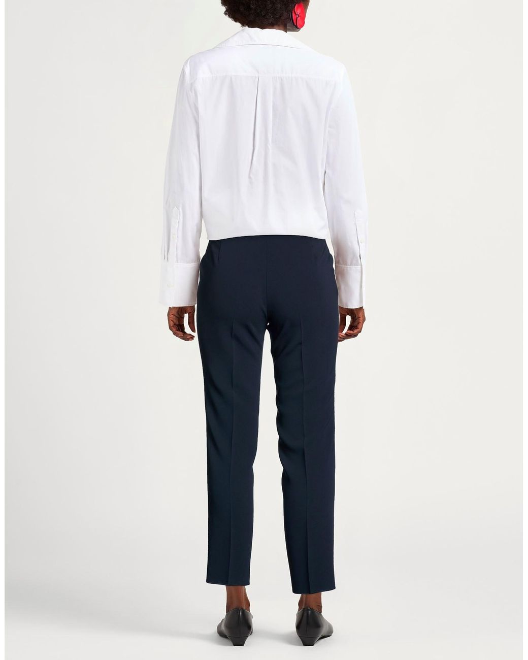 Max Mara Blue Solid-Color Straight-Leg Trousers
