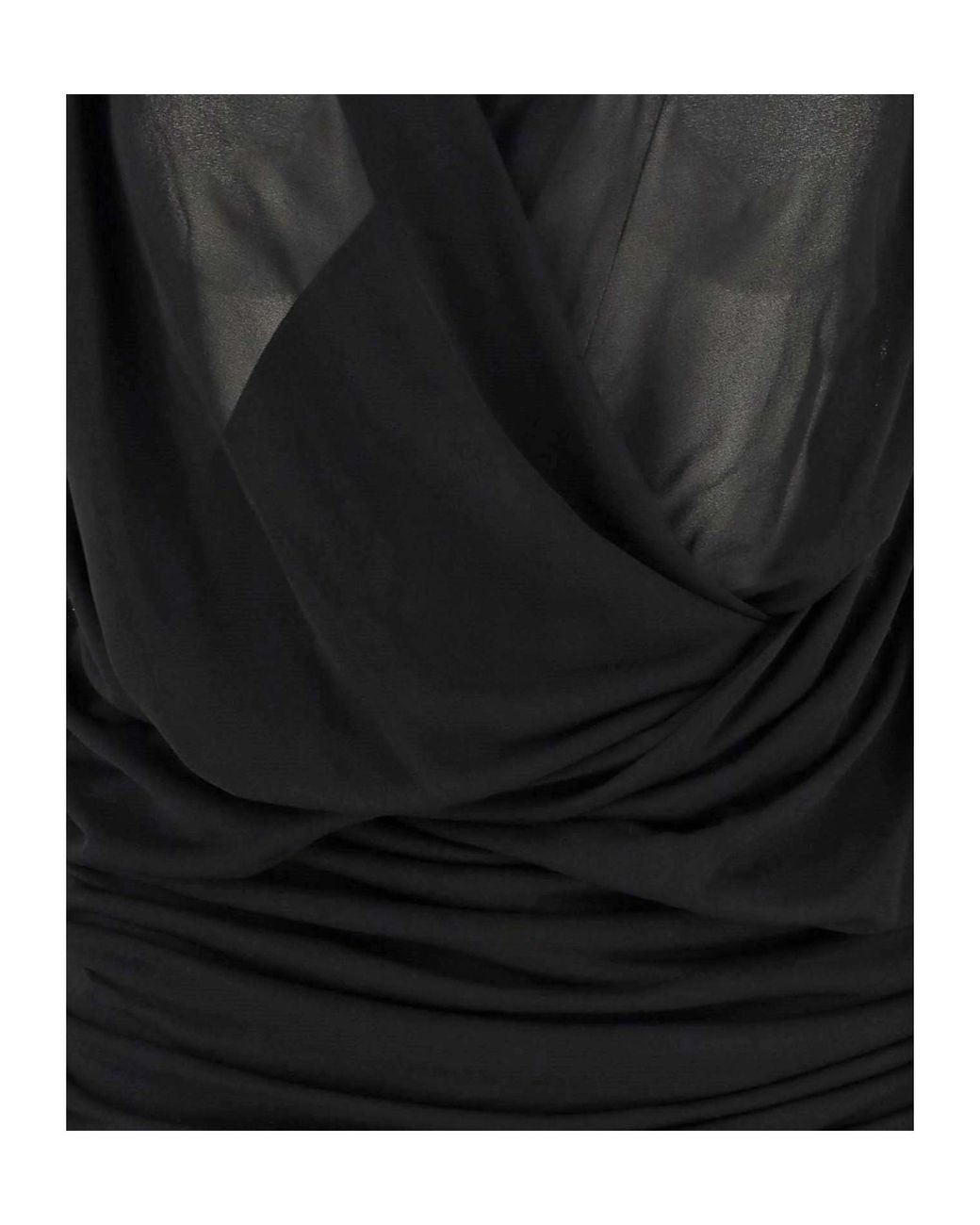 Saint Laurent Black Plunge Ruched Midi Dress
