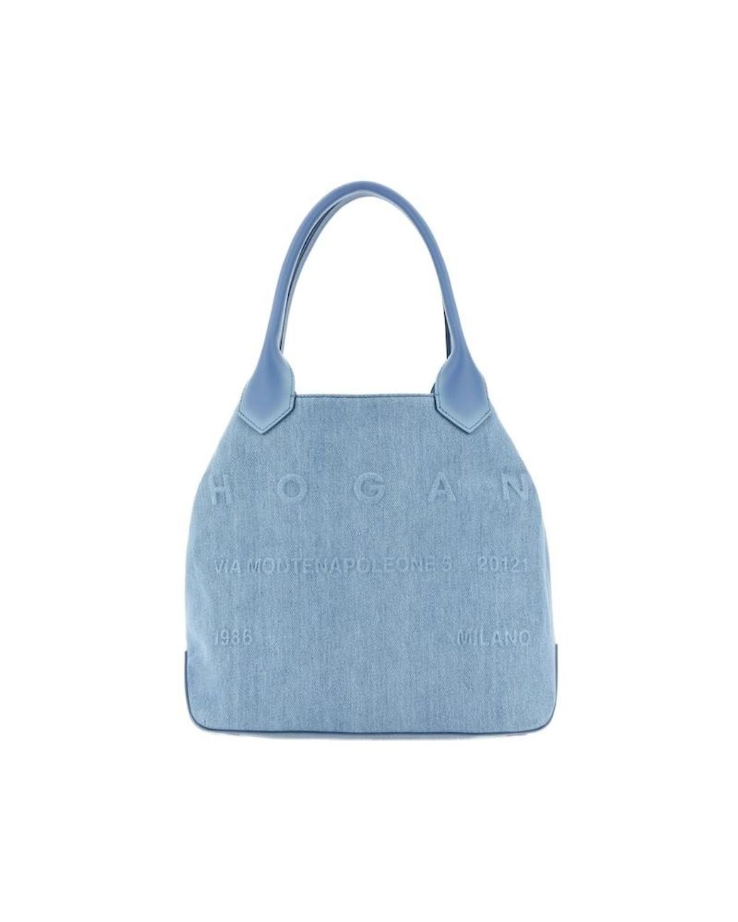 Hogan Blue Medium Script Shopping Bag