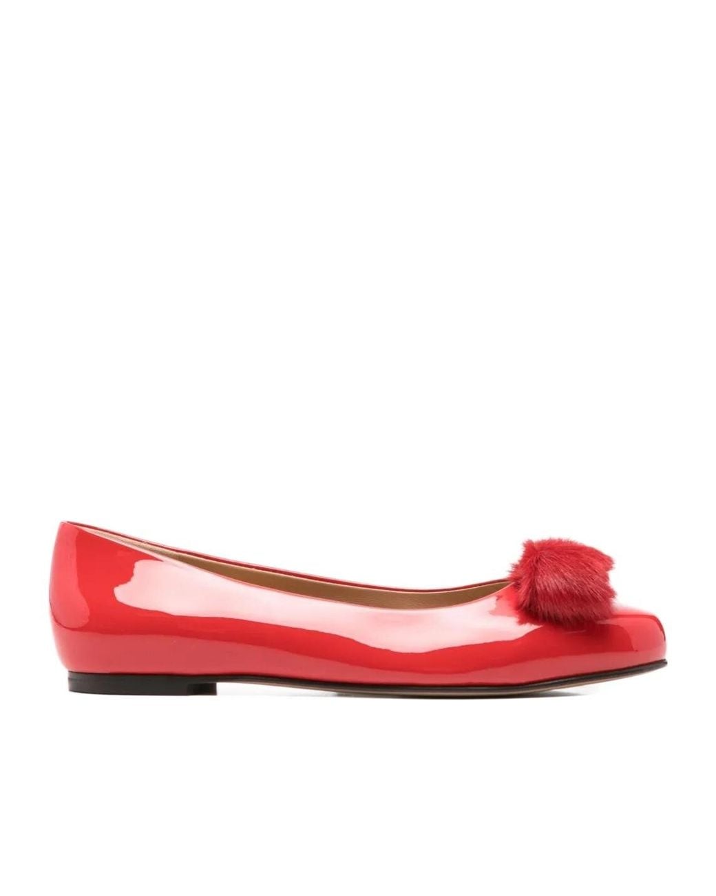 Ferragamo Red Vara Ballet Flat
