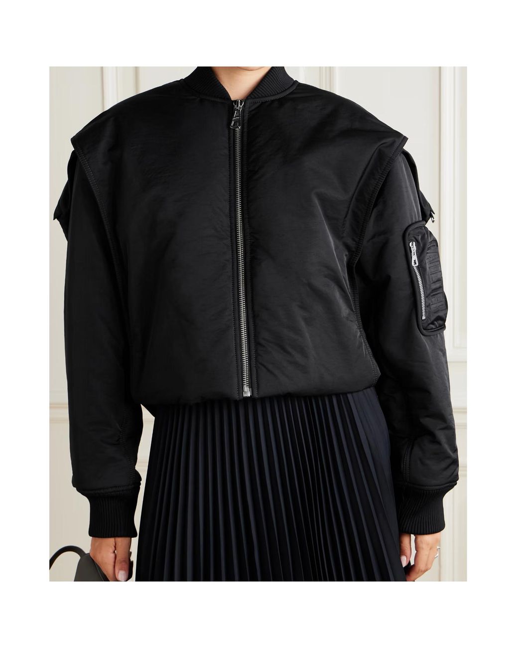 Jean Paul Gaultier Black Oversized Hooded Shell Bomber Jacket