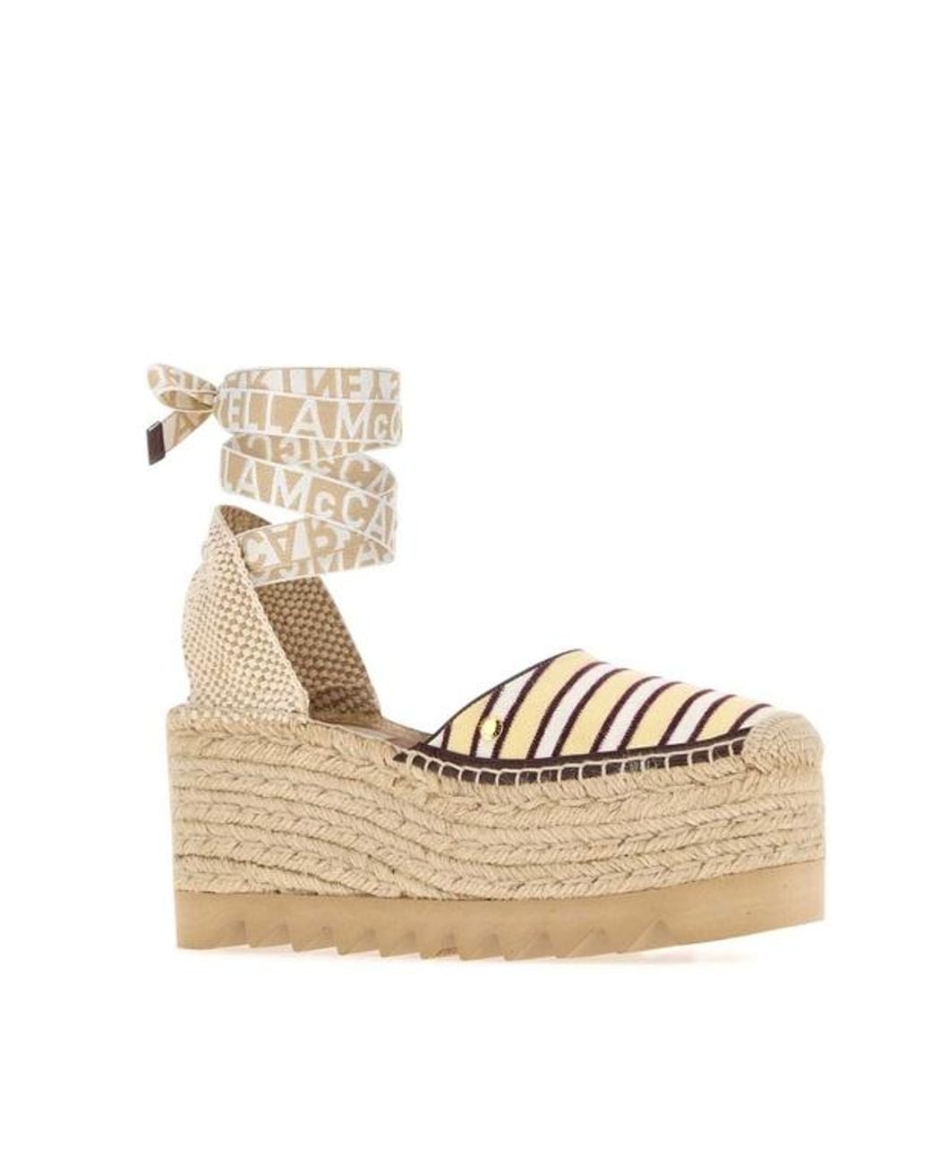 Stella McCartney Metallic Gaia 80 Stripe Wedge Sandals
