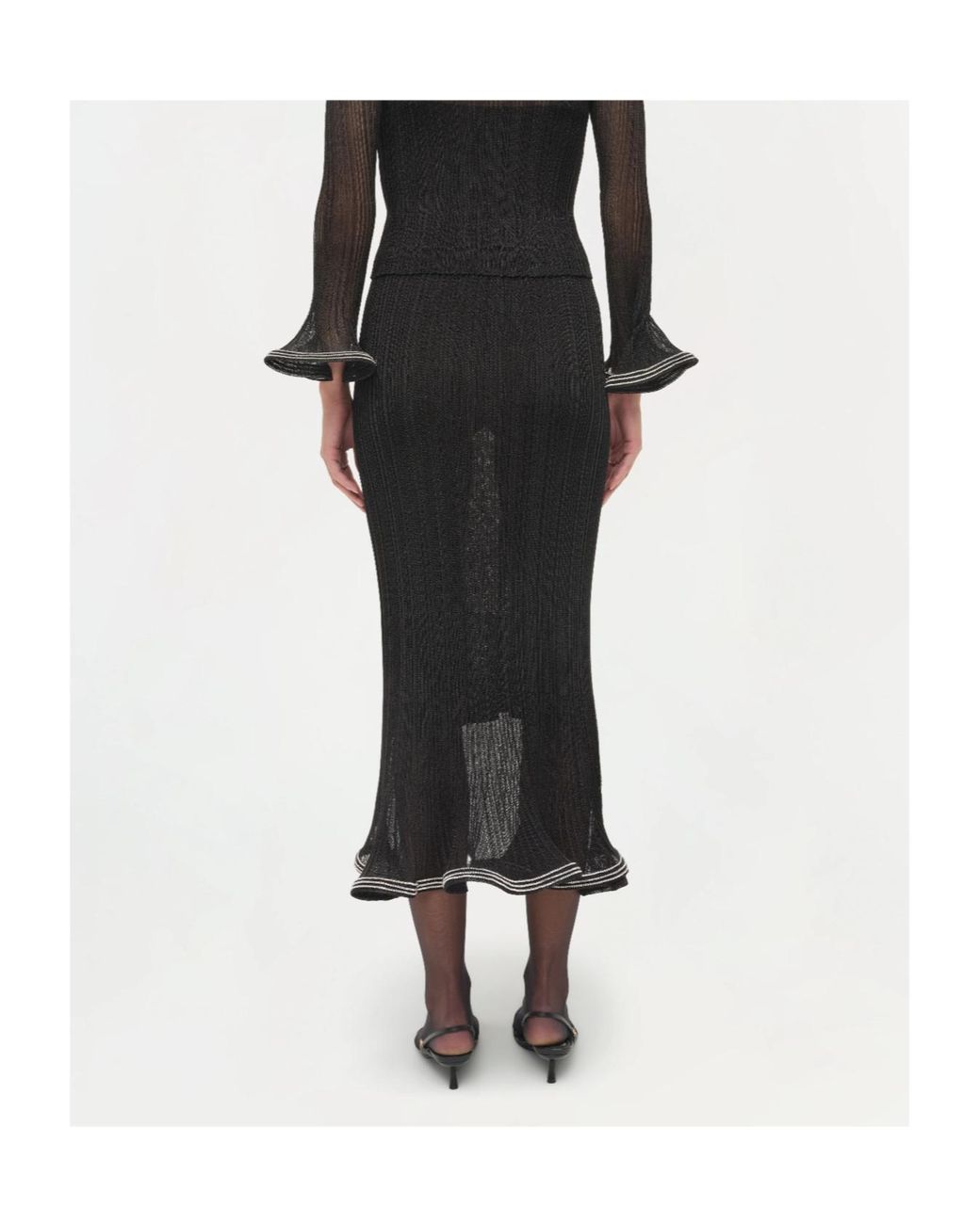Jonathan Simkhai Black Ruffled Midi Skirt