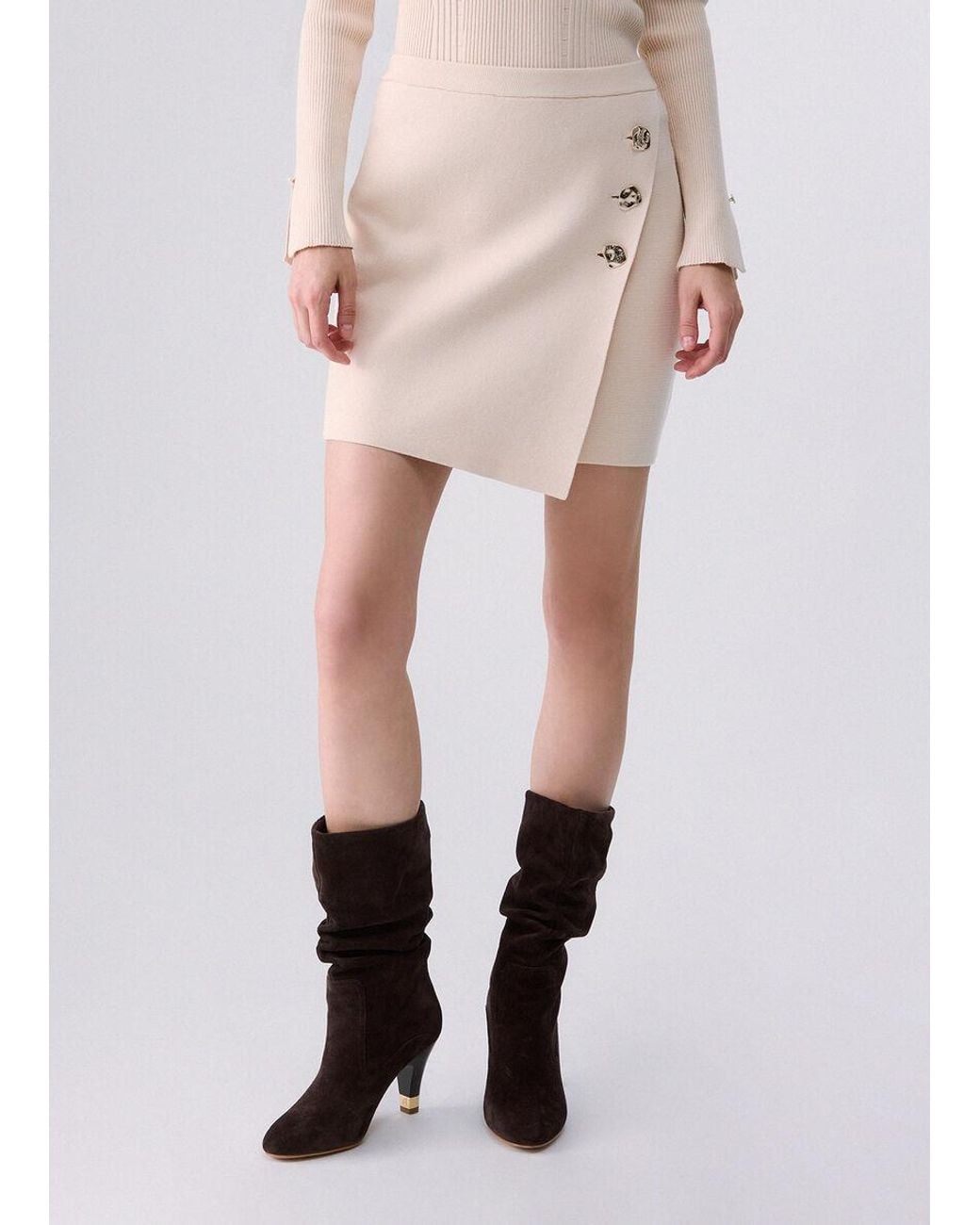 Liu Jo Natural Knitted Mini Skirt