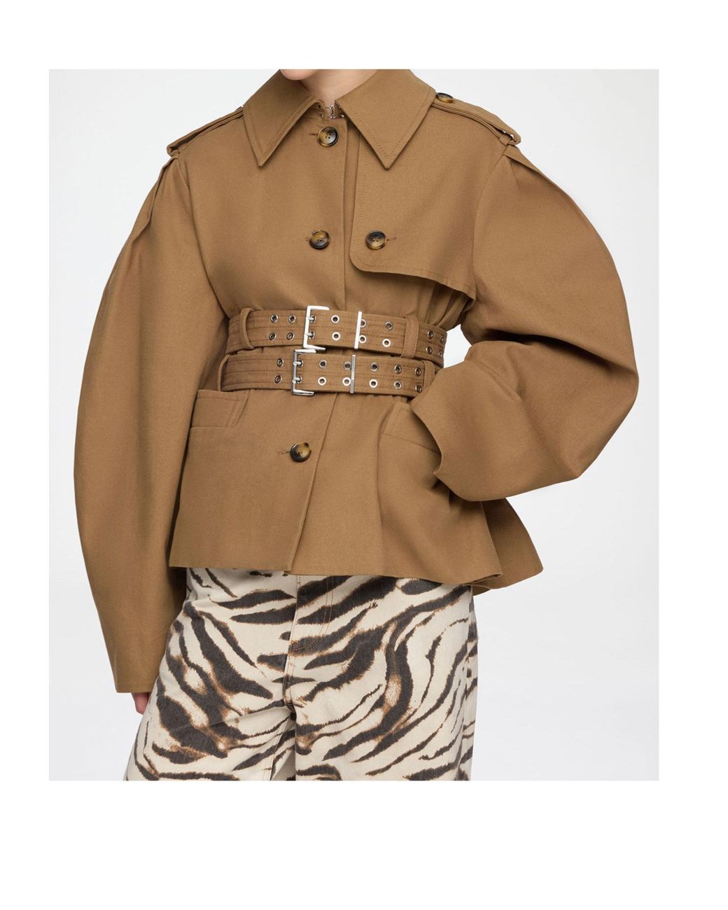 Ganni Brown Ermine Belted Jacket