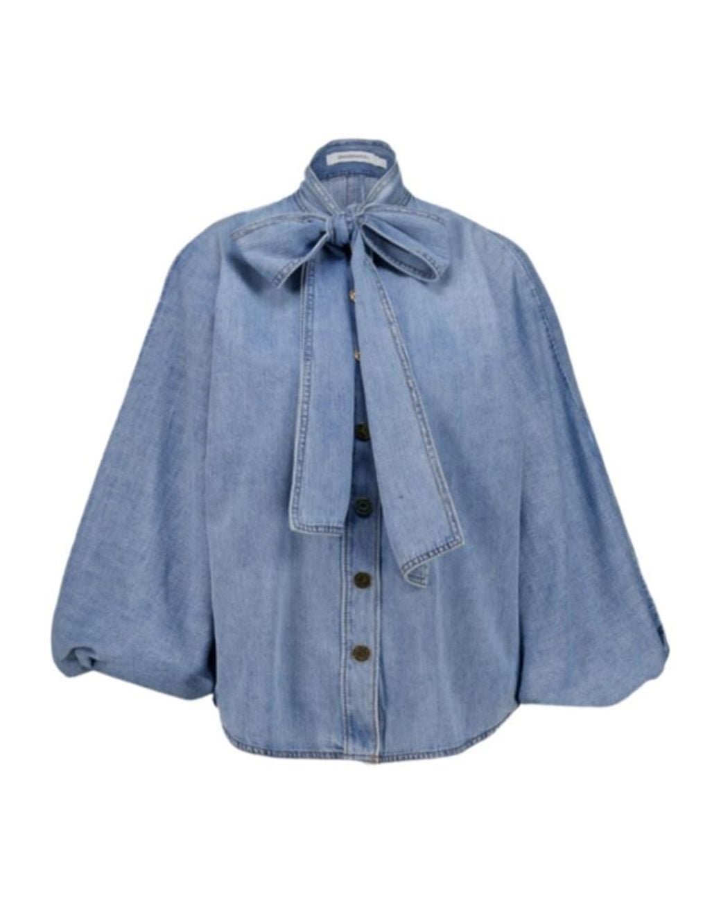 Zimmermann Blue Bow-Neck Denim Top