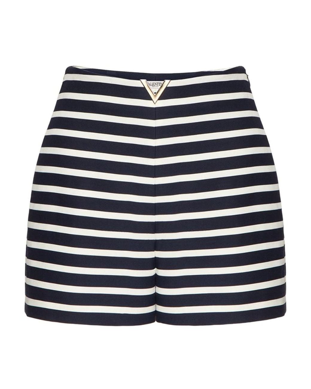 Valentino Blue Striped V-Logo Tailored Shorts