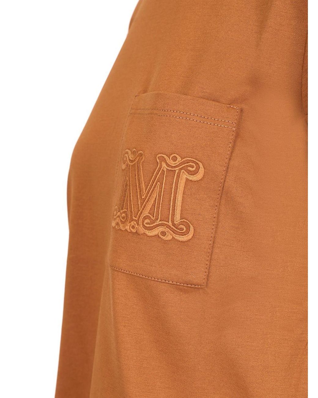 Max Mara Brown Papaia Logo Embroidered Crewneck T-Shirt