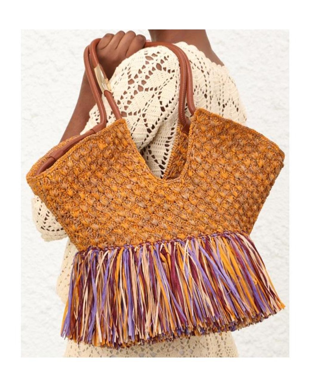 Zimmermann Brown Goldentime Medium Fringe Tote