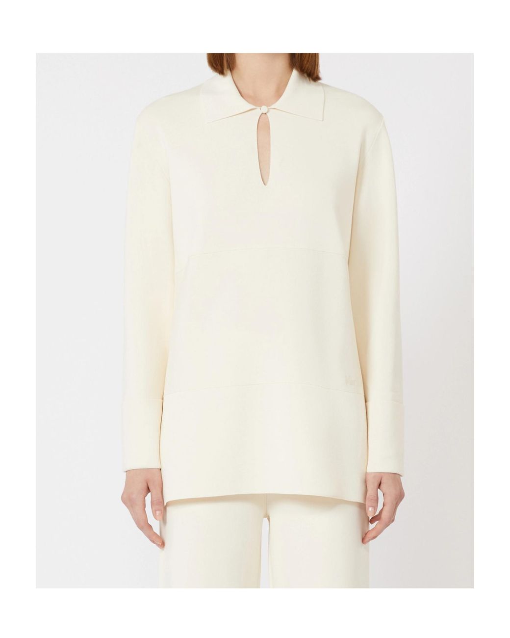 Max Mara White Long-Sleeve Polo Top