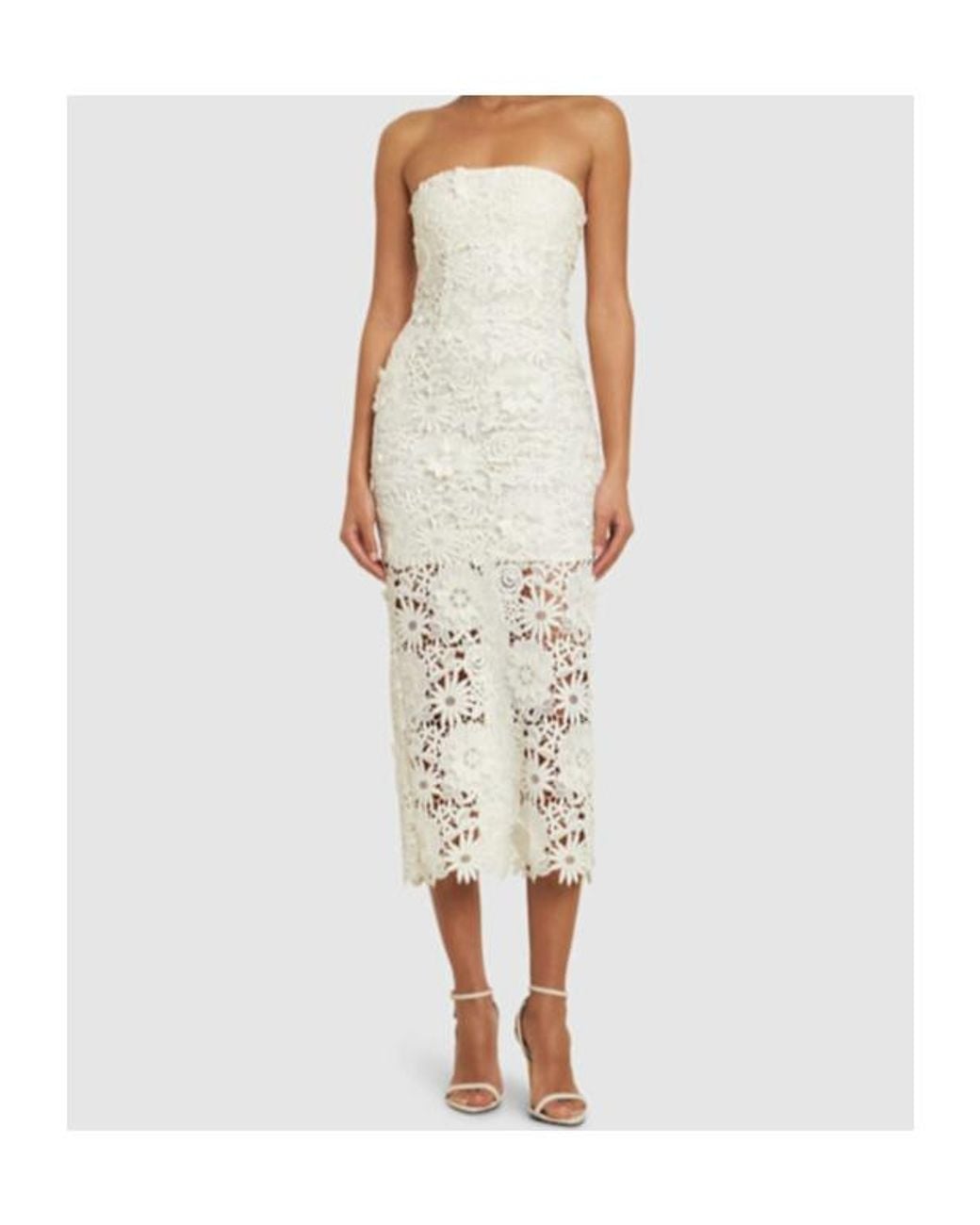 ROTATE BIRGER CHRISTENSEN White Midriff-Baring Midi Dress