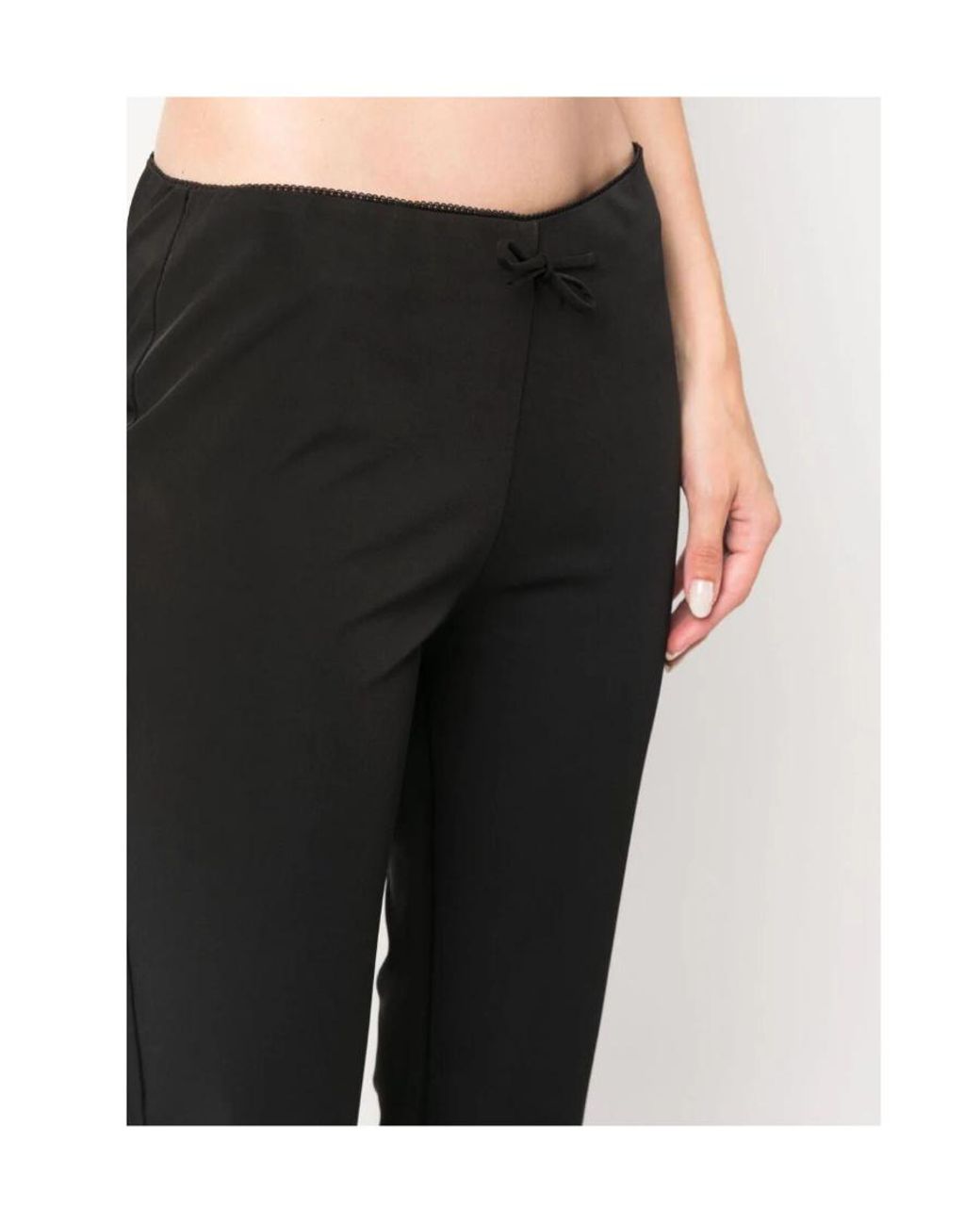 Blumarine Black Bow-Detailed Scallop Edge Flared Trousers