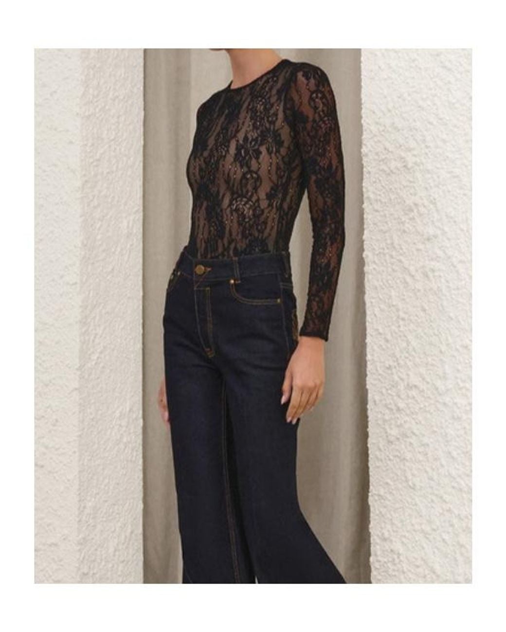 Zimmermann Black Lace Bodysuit