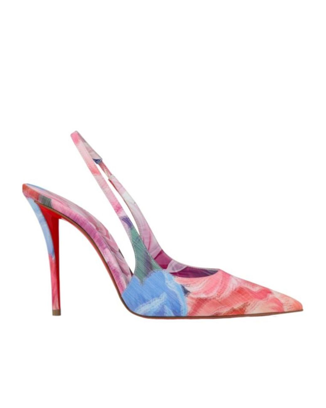 Christian Louboutin Pink 100Mm Miss Z Floral Slingback Pumps