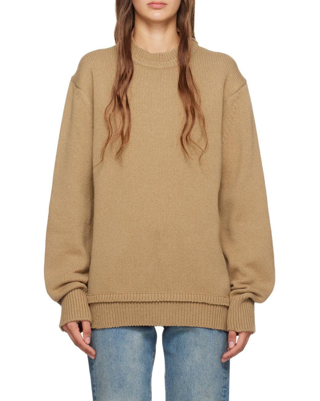 Maison Margiela Brown Elbow Patch Jumper for men