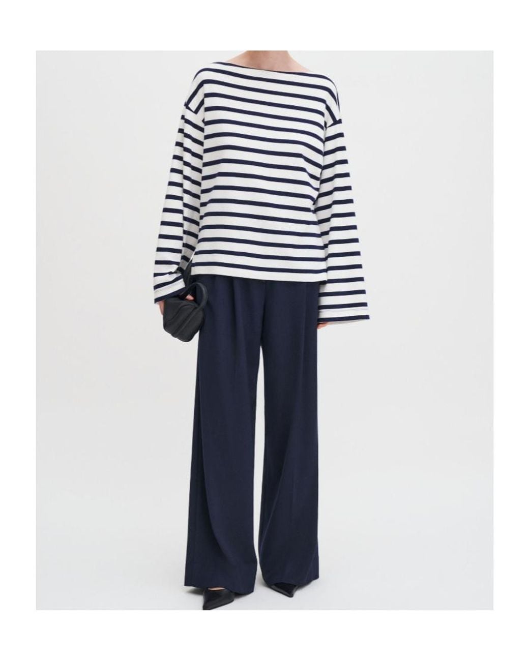 Filippa K Blue Pleated Wide-Leg Pants