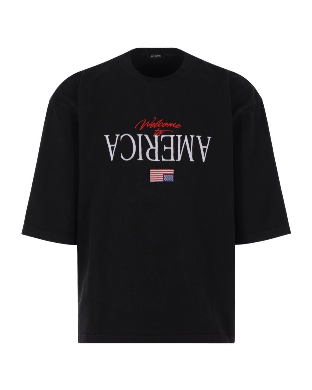 Willy Chavarria Black Welcome To America Oversized T-Shirt for men
