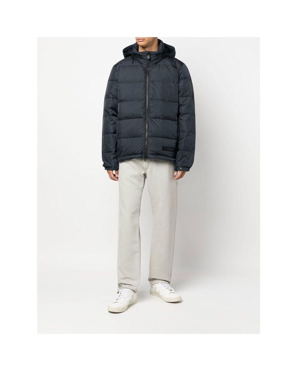 Aspesi Blue Logo Patch Padded Jacket for men