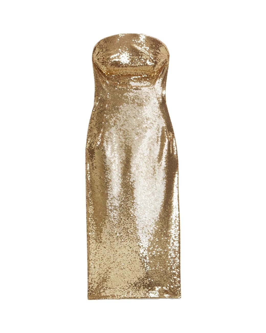 Ermanno Scervino Natural Strapless Sequin Dress