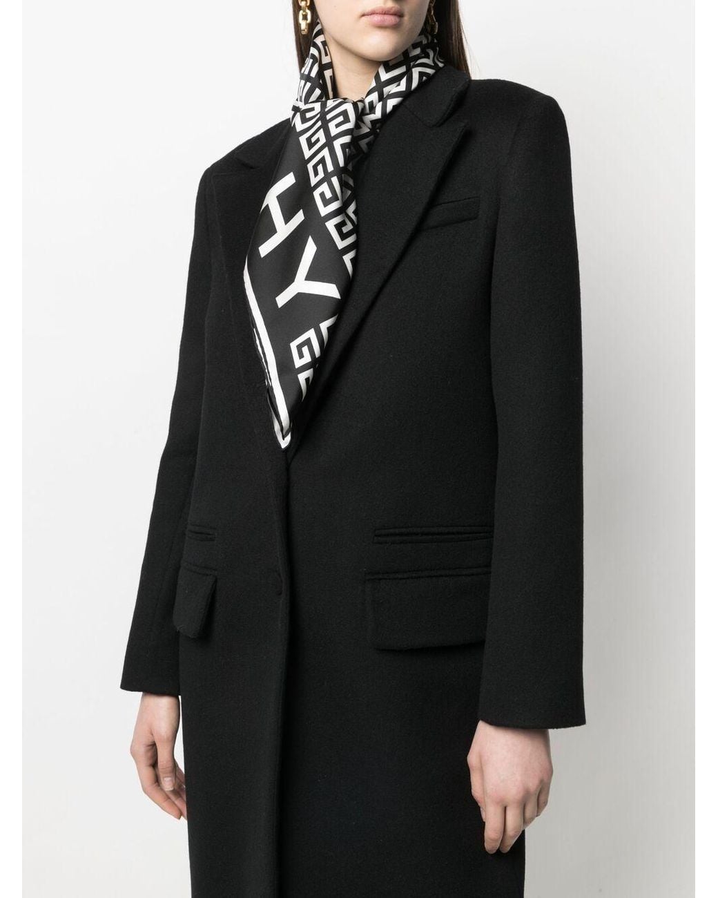 Givenchy Black Logo-Print Silk Scarf