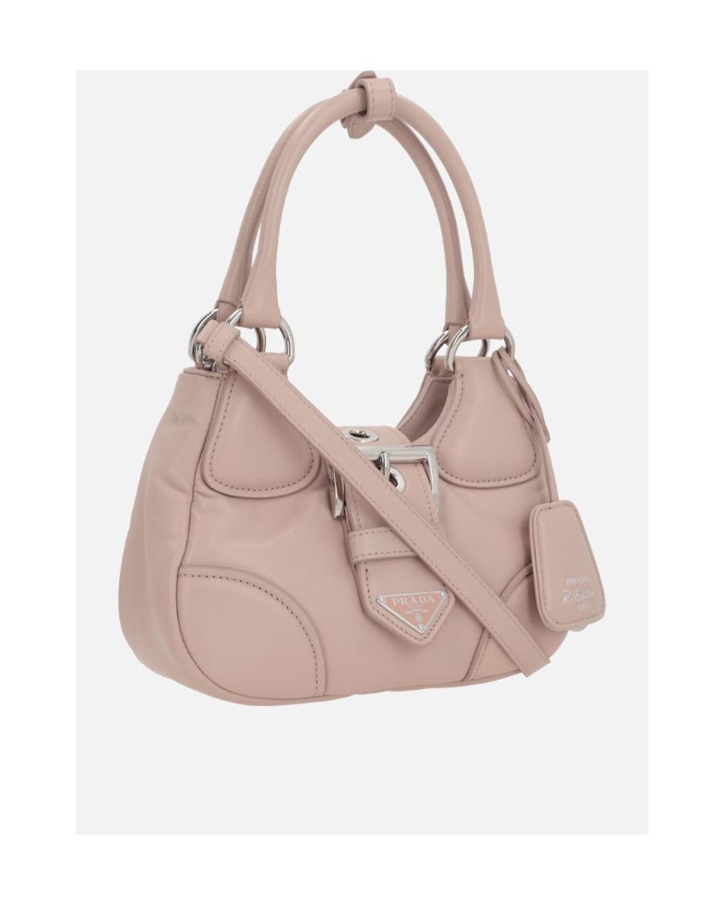 Prada Pink Moon Padded Triangle Logo Shoulder Bag