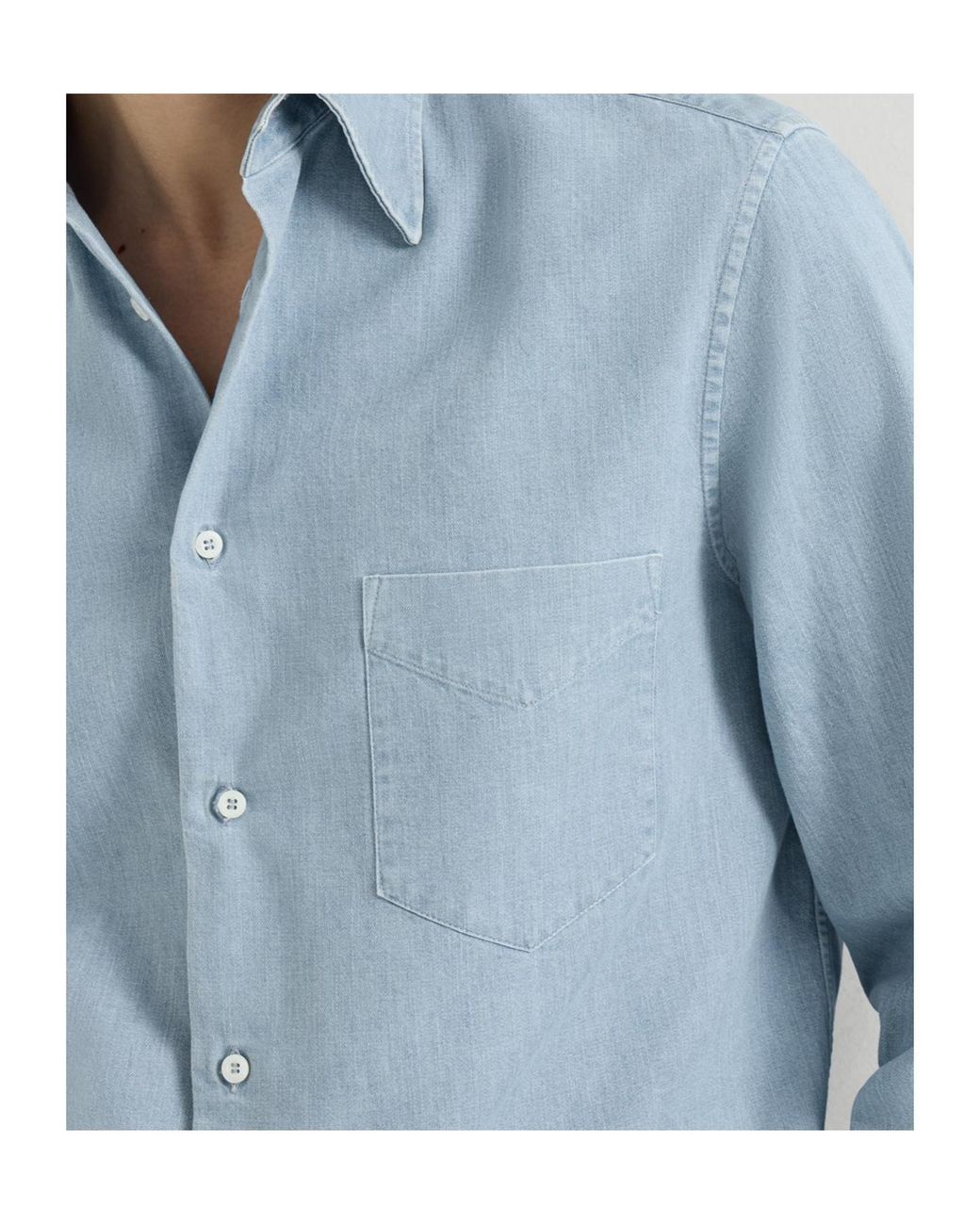 Brunello Cucinelli Blue Lightweight Denim Shirt With Italian Collar And Chest Pocket for men