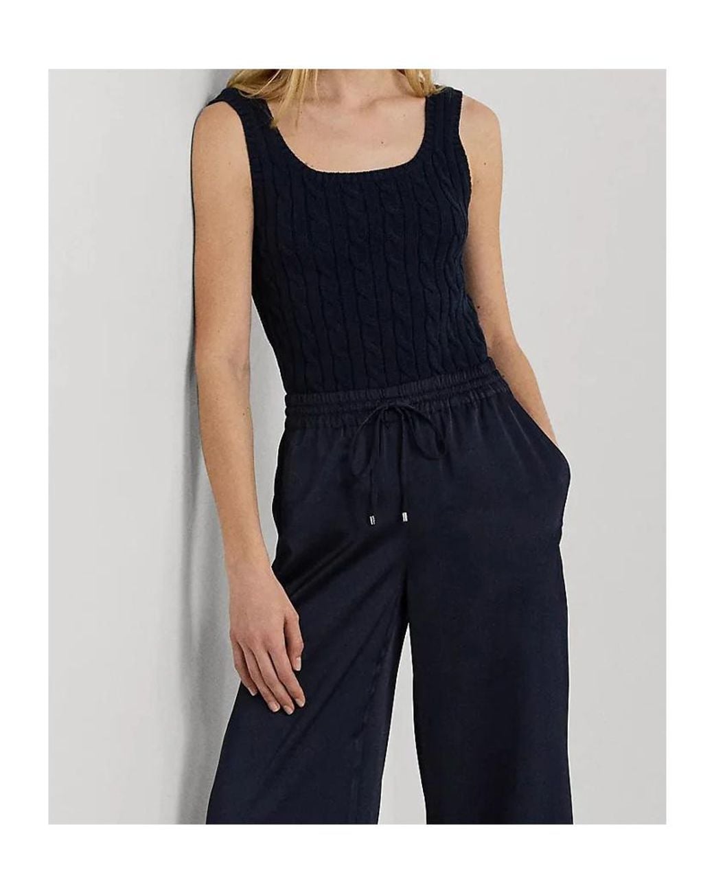 Ralph Lauren Blue Lauren Cable-Knit Sleeveless Jumper