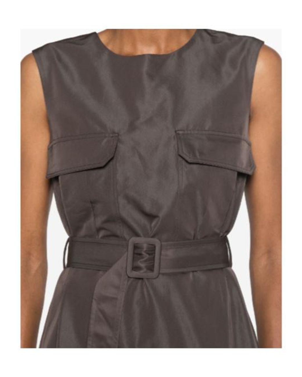 P.A.R.O.S.H. Brown Sleeveless Belted Jacket