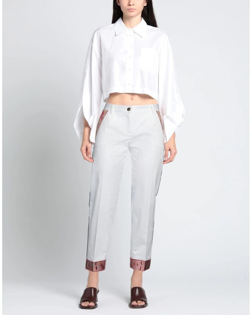 Dolce & Gabbana White Solid Color Side Stripe Casual Pants