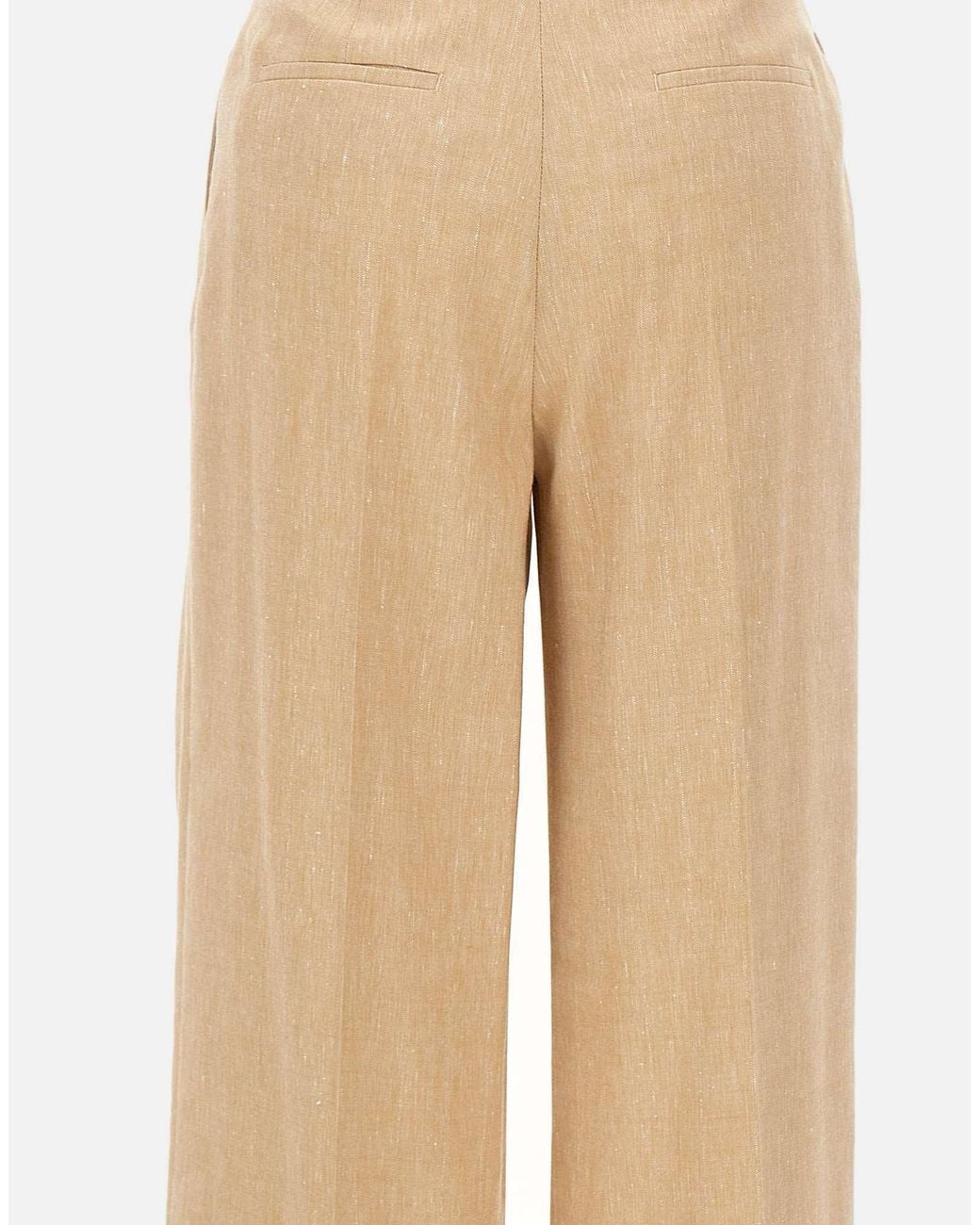 Eleventy Natural Belt-Loop Pleated Trousers