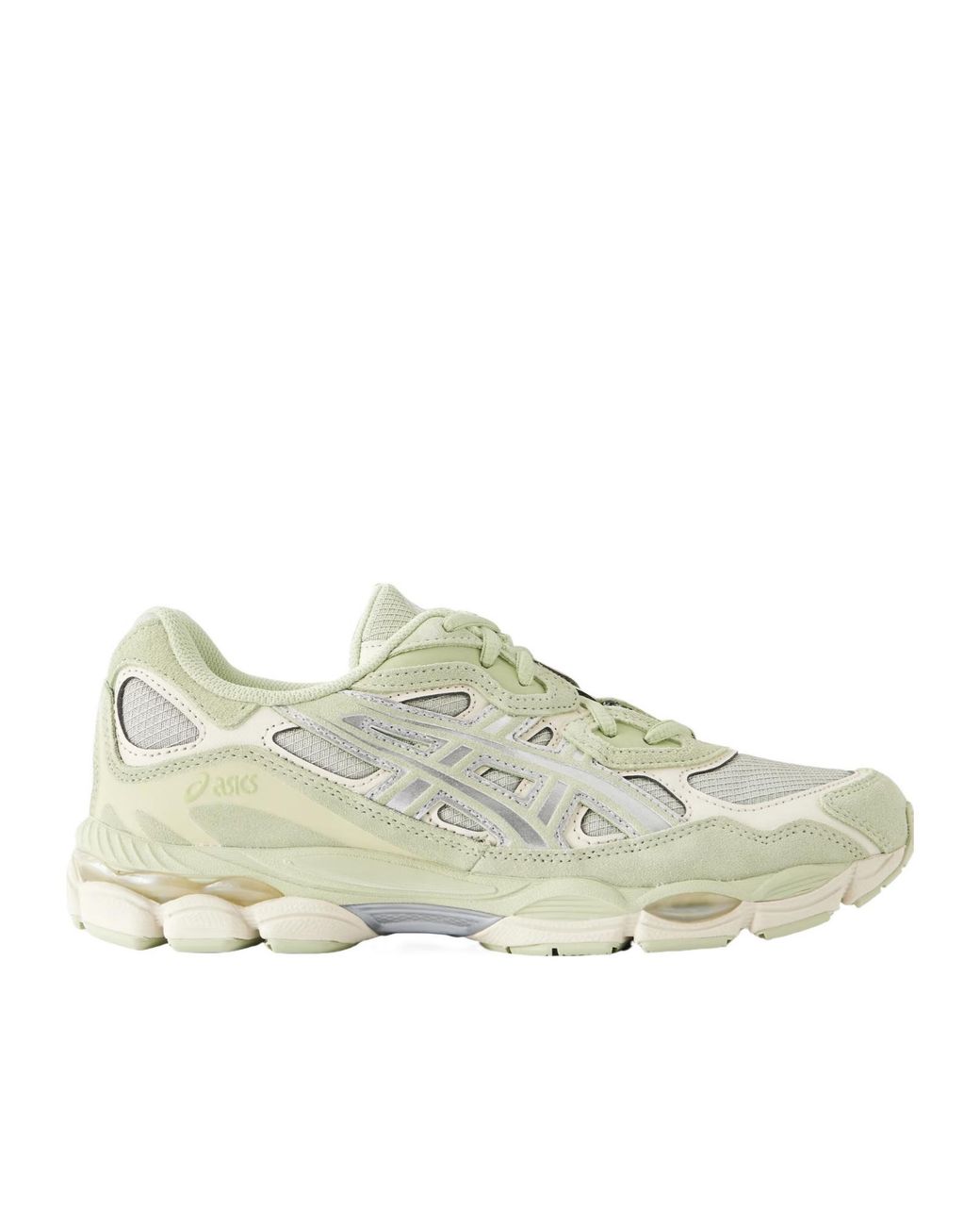 Asics Green Suede-Trimmed Mesh Sneakers
