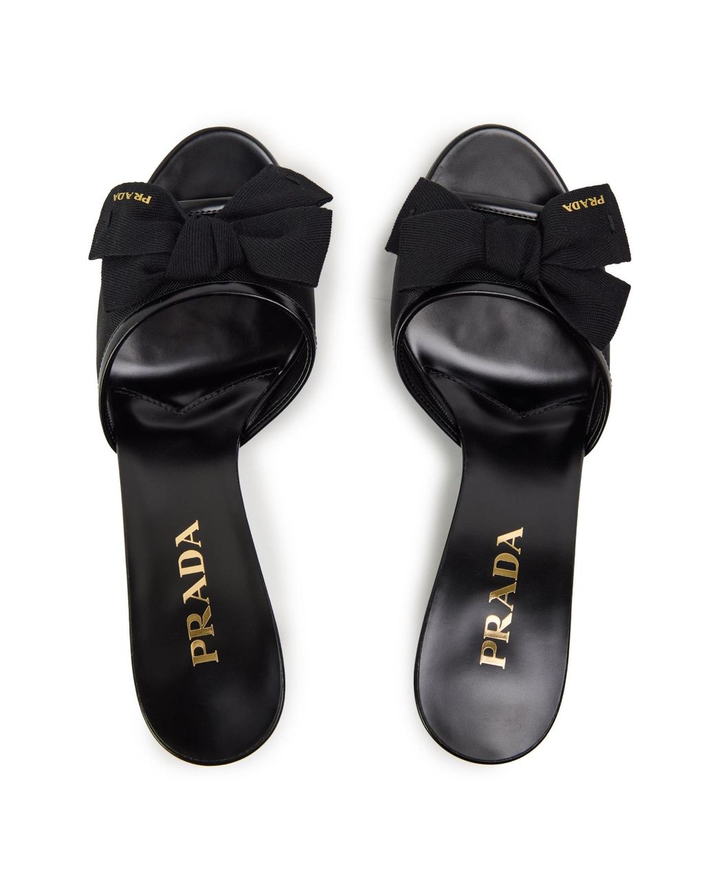 Prada Black Mule Heeled Sandals