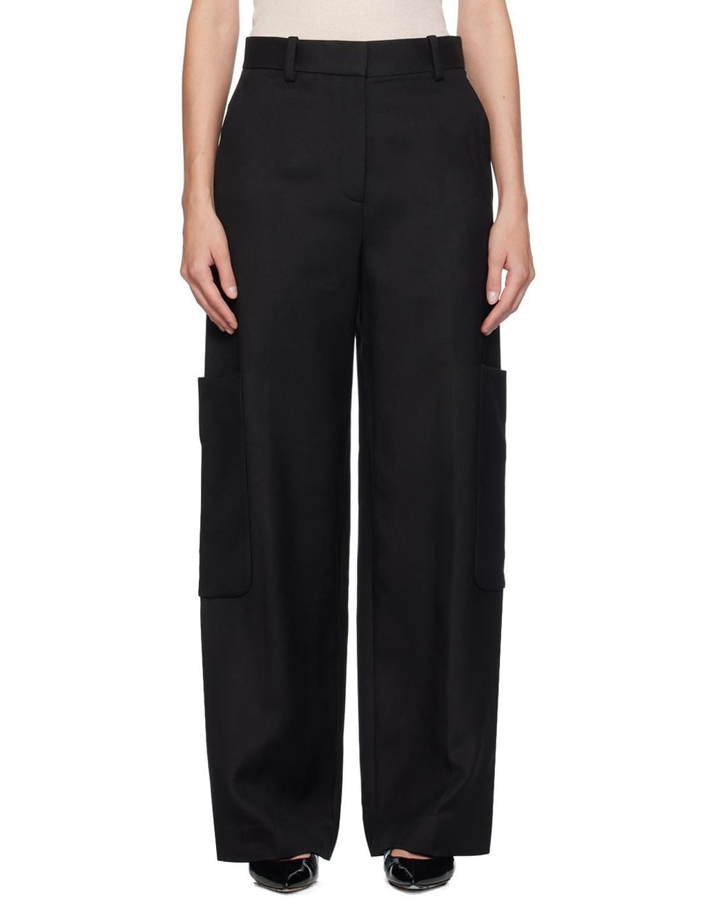 Khaite Black Caiton High-Waisted Straight Leg Trousers