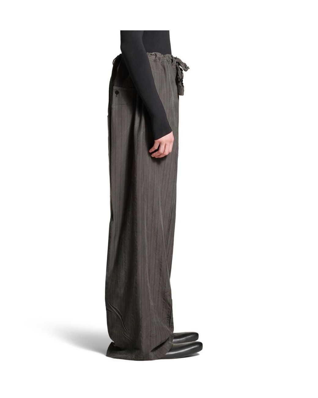 Balenciaga Gray Pinstriped Fluid Tailored Pants for men
