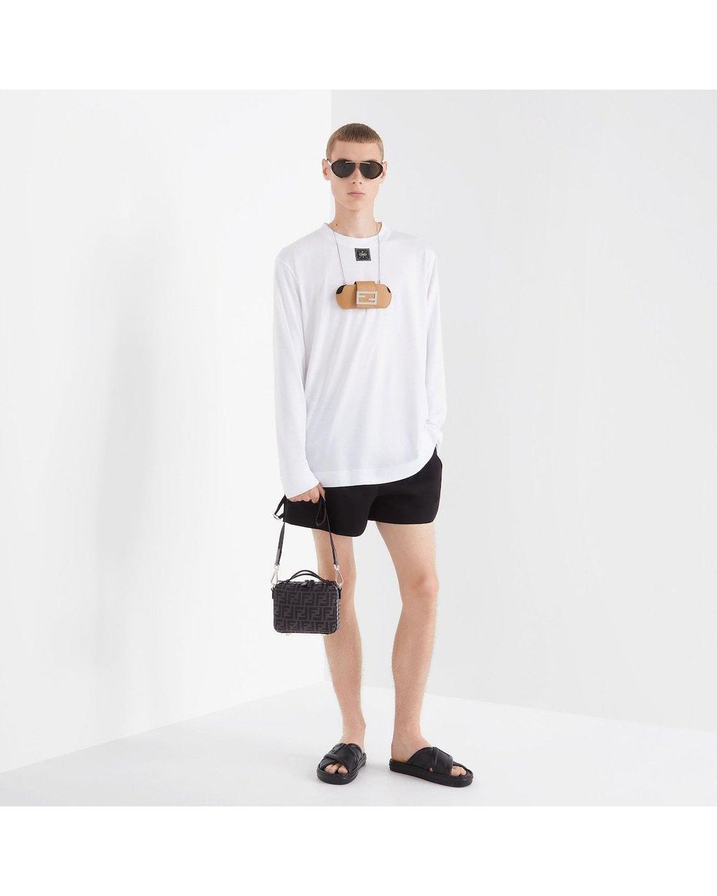 Fendi Gray Ff Jacquard Zipped Mini Tote Bag for men