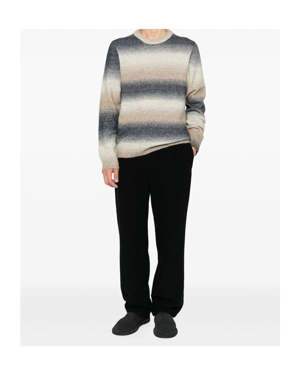 Samsøe & Samsøe Gray Gradient-Effect Striped Sweater for men