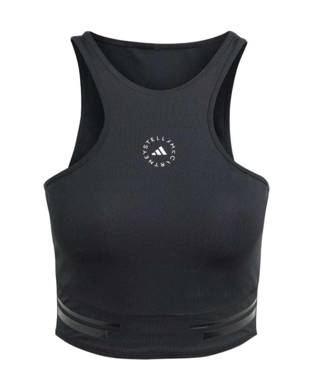 Adidas By Stella McCartney Black Logo-Print Cropped Top